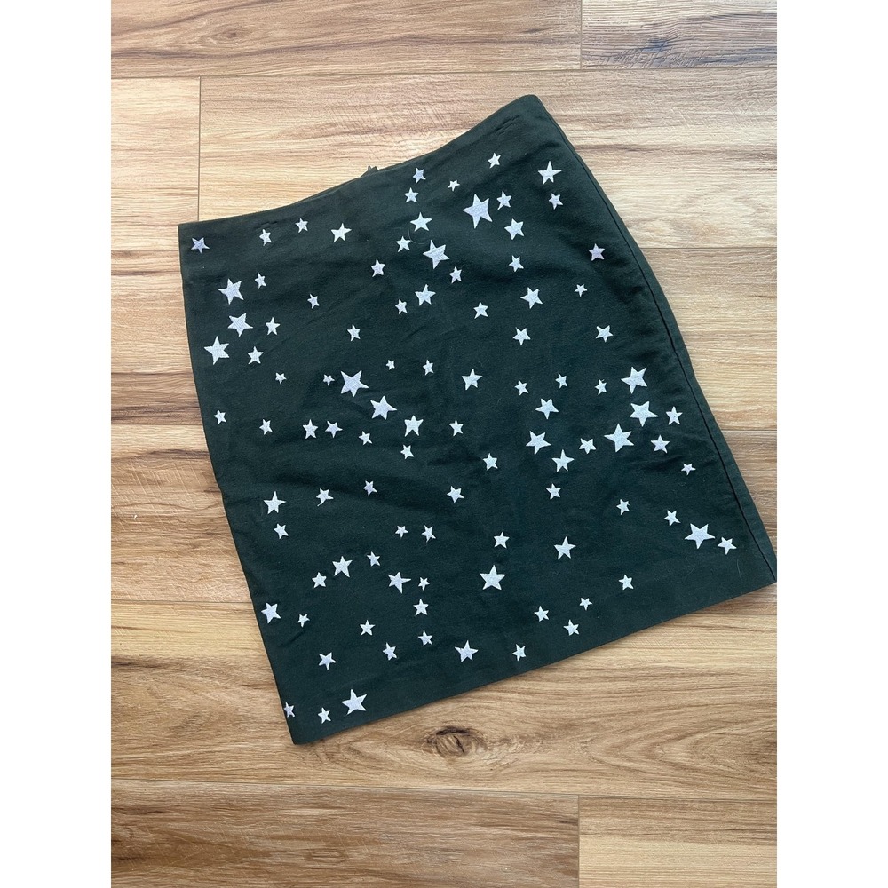 Boden Skirt 6 Green Star Print Lined Straight Pencil Knee Length Boho Y2K 90s